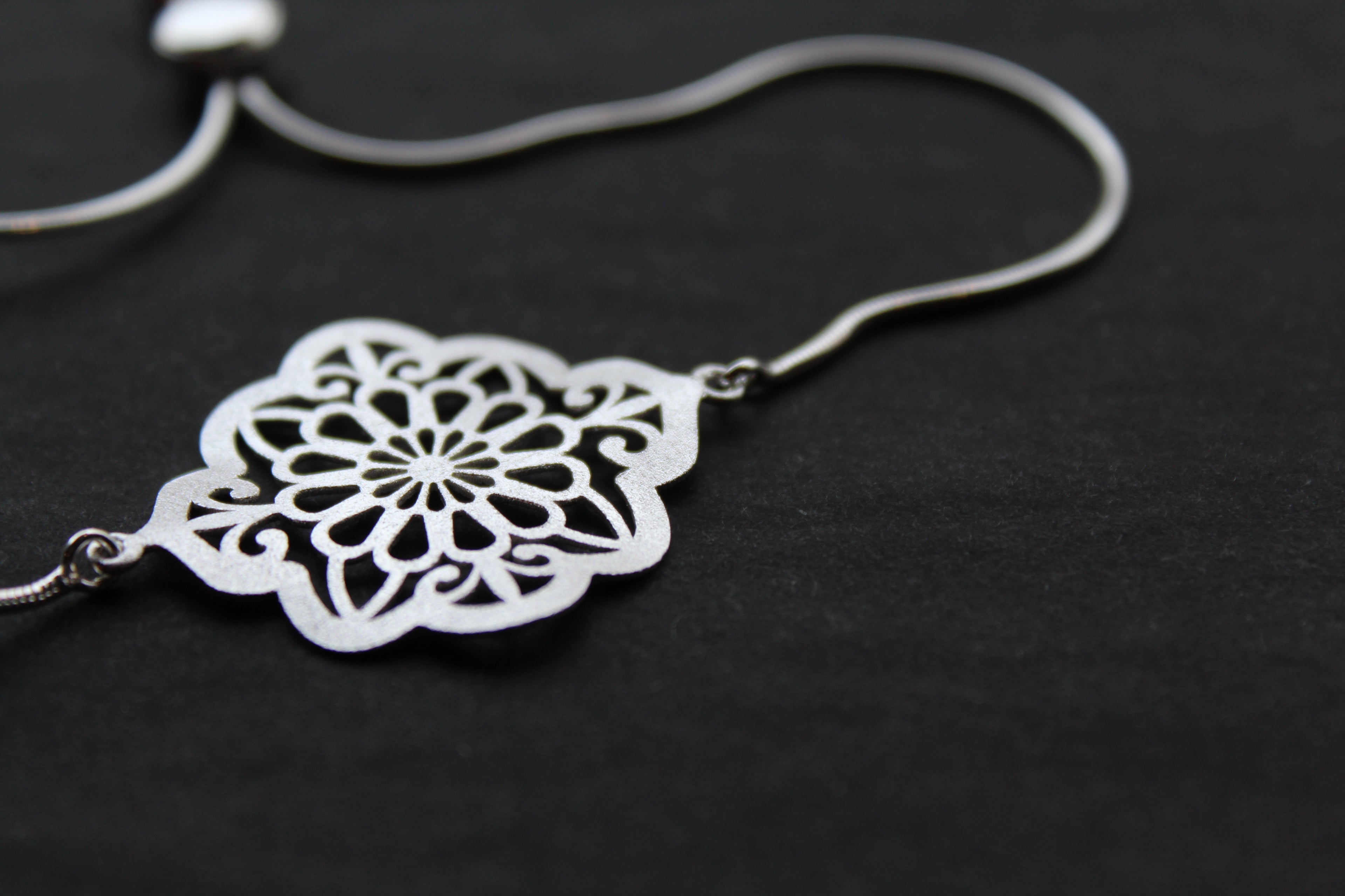 Satin Finish Ornate Floral Style Bracelet