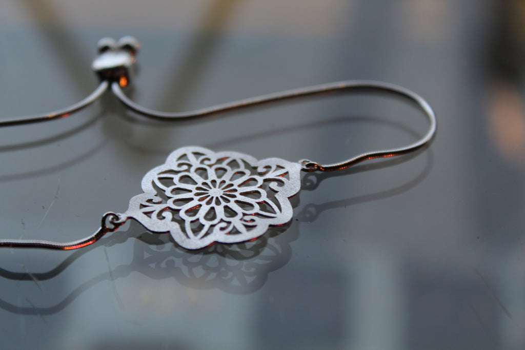 Satin Finish Ornate Floral Style Bracelet