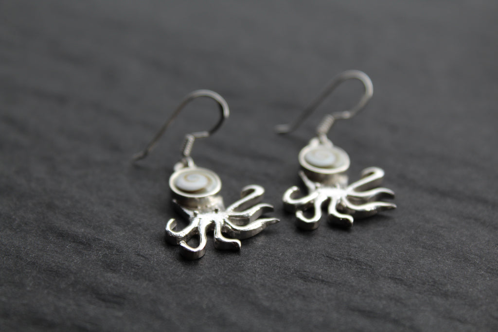 Shiva Eye & Sterling Silver Octopus Earrings