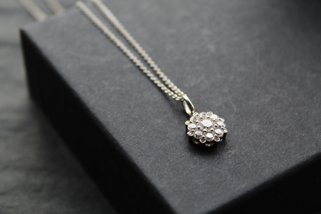 Silver CZ Forget Me Not Necklace