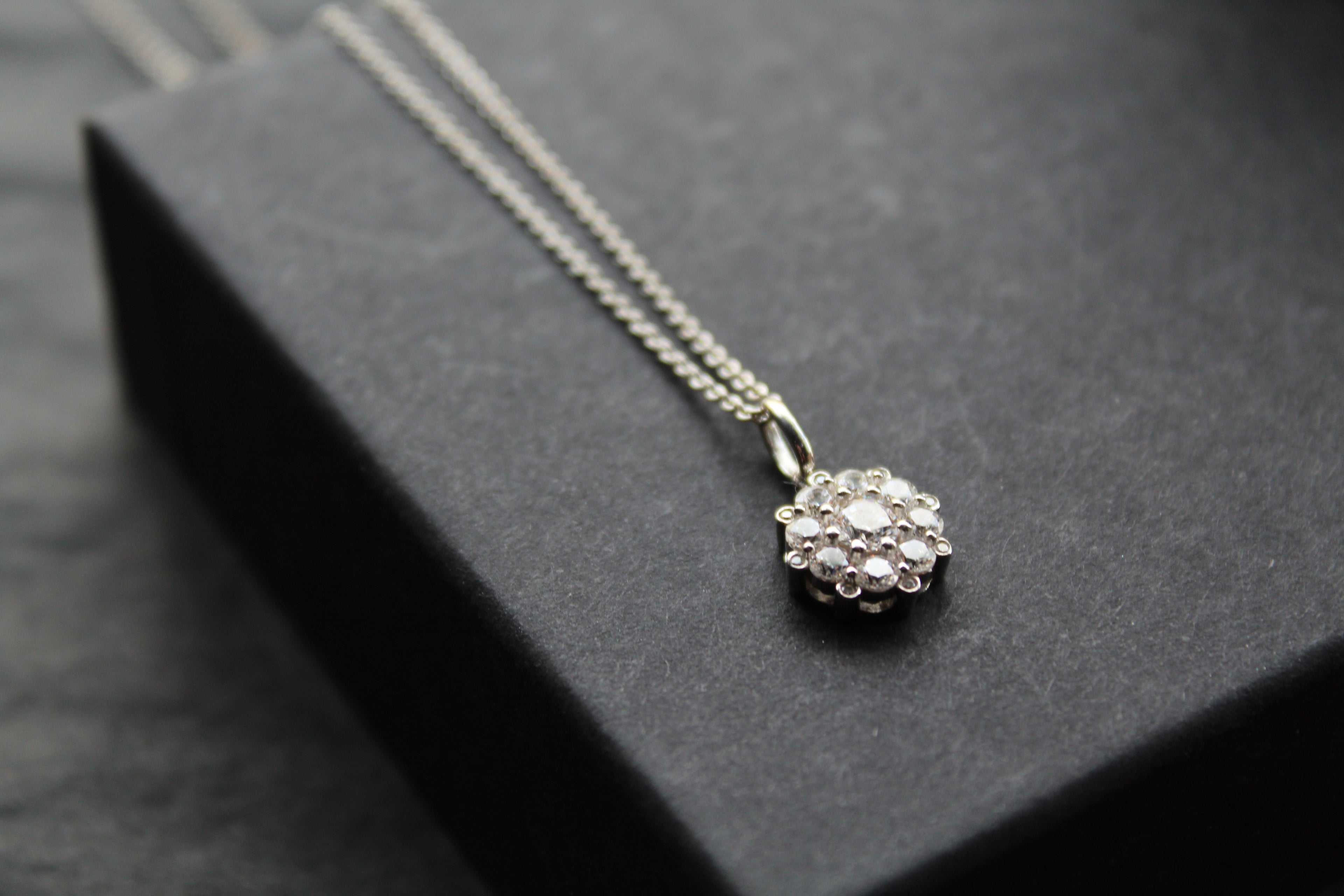 Silver CZ Forget Me Not Necklace