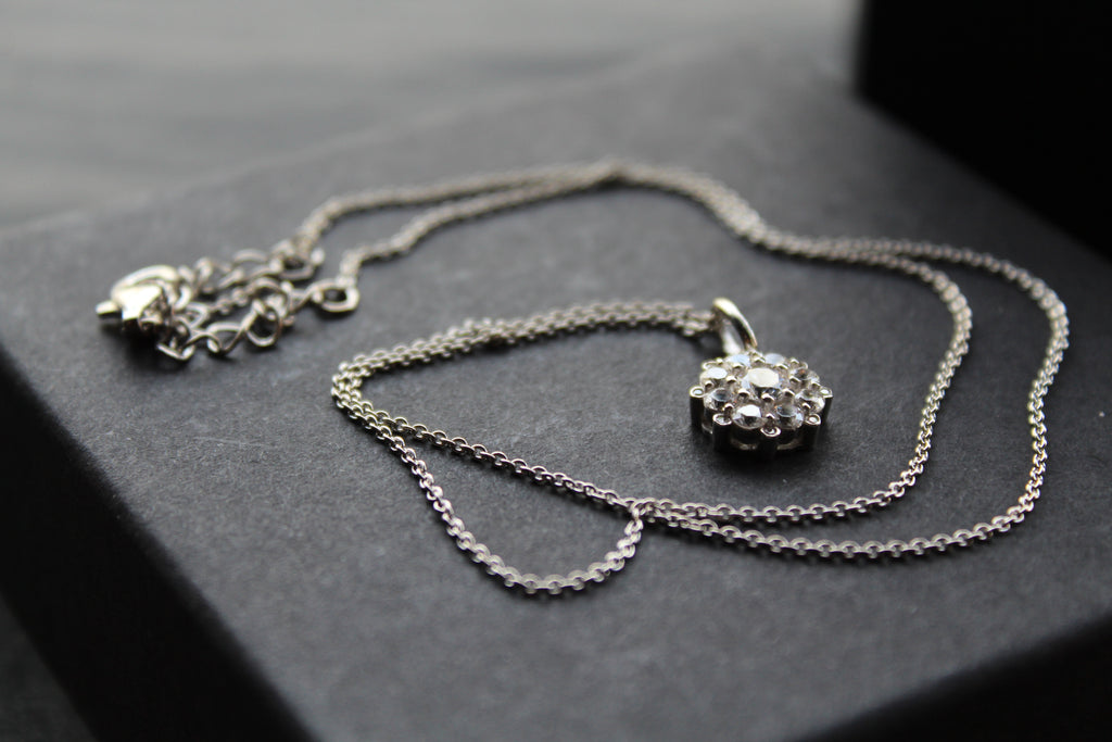 Silver CZ Forget Me Not Necklace