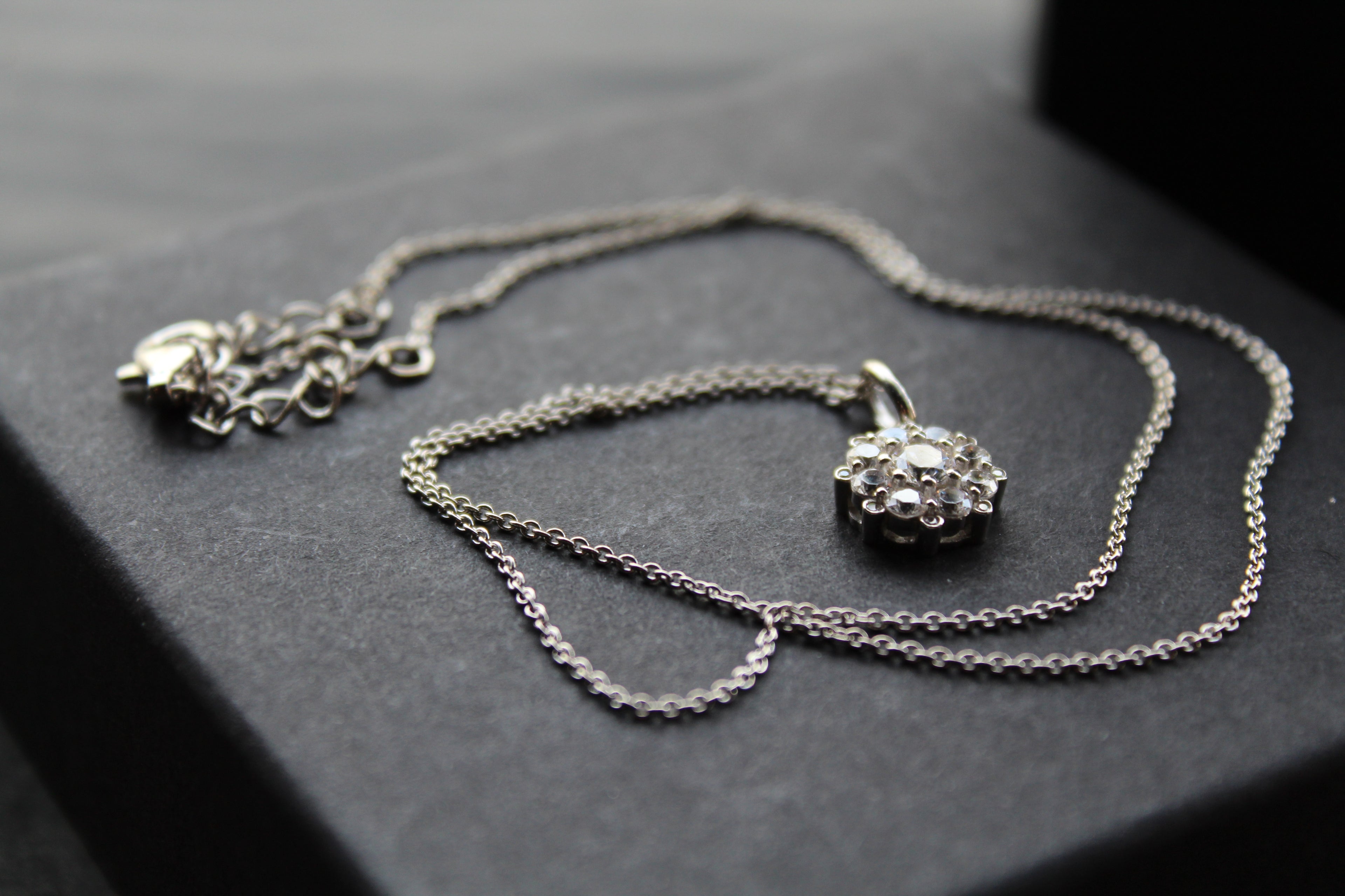 Silver CZ Forget Me Not Necklace