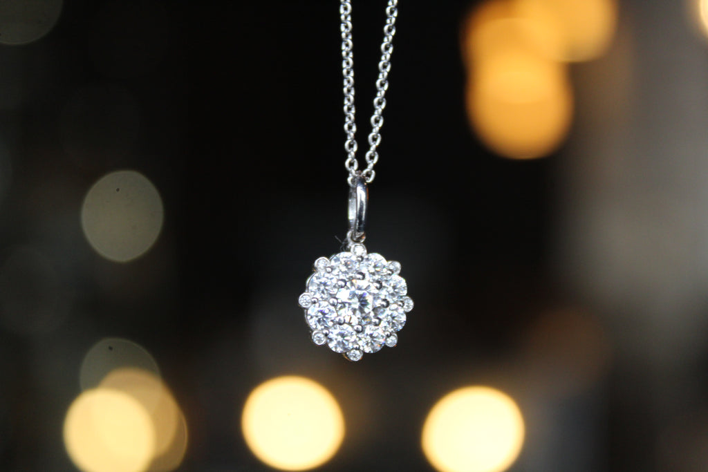 Silver CZ Forget Me Not Necklace