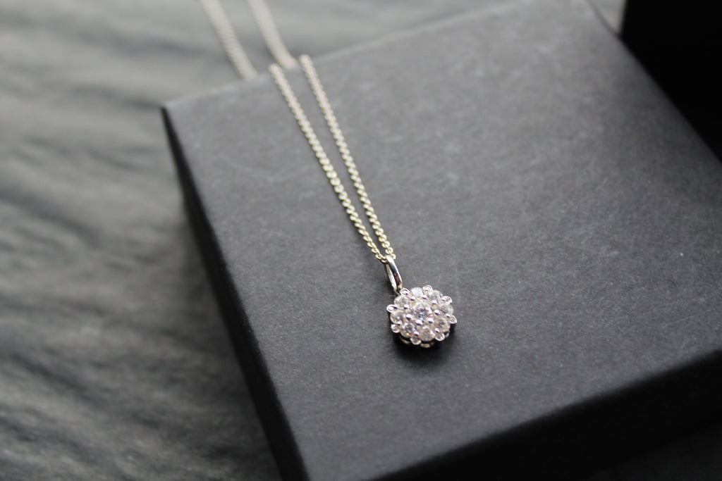 Silver CZ Forget Me Not Necklace