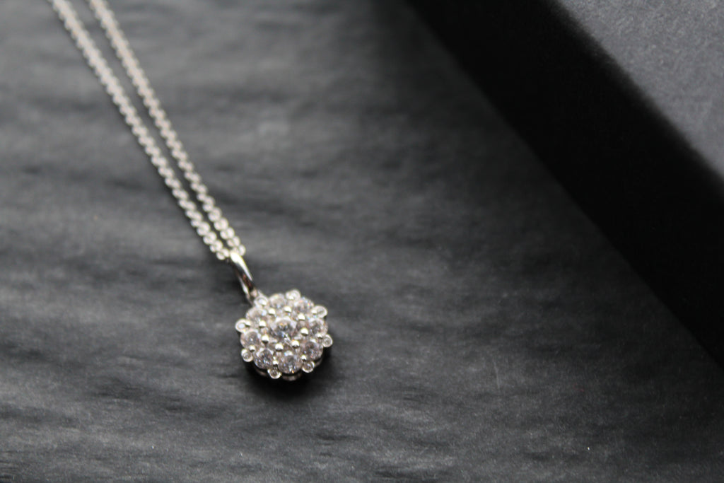 Silver CZ Forget Me Not Necklace