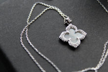 Load image into Gallery viewer, Silver CZ Vintage Flower Mother of Pearl Necklace
