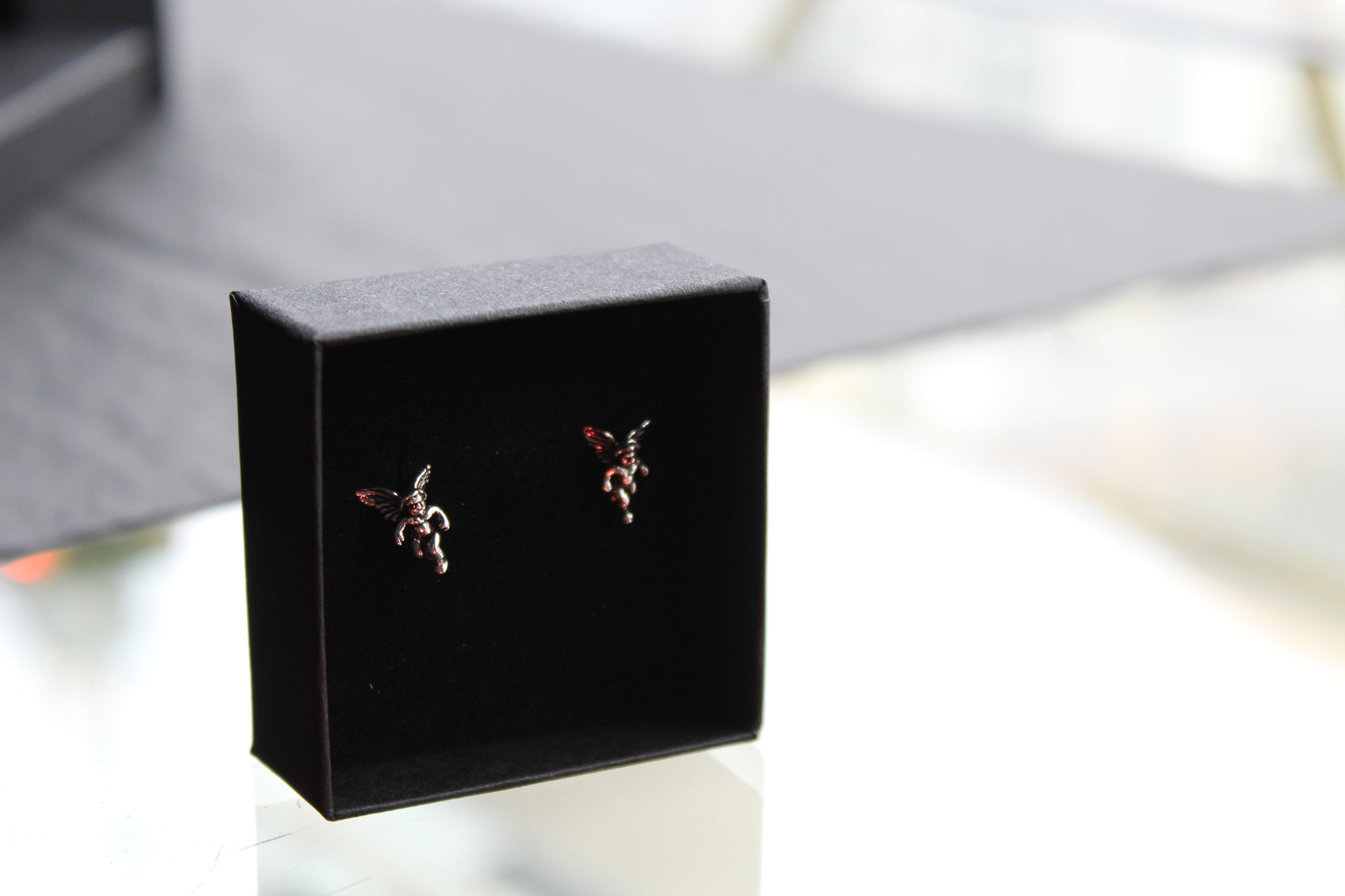 Silver Cherub Studs