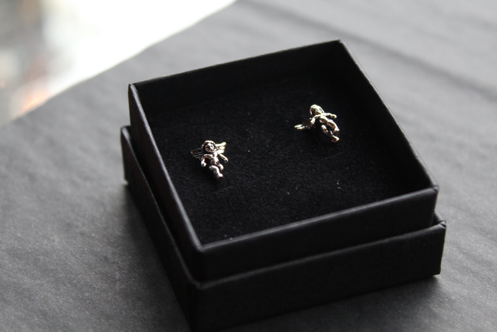 Silver Cherub Studs