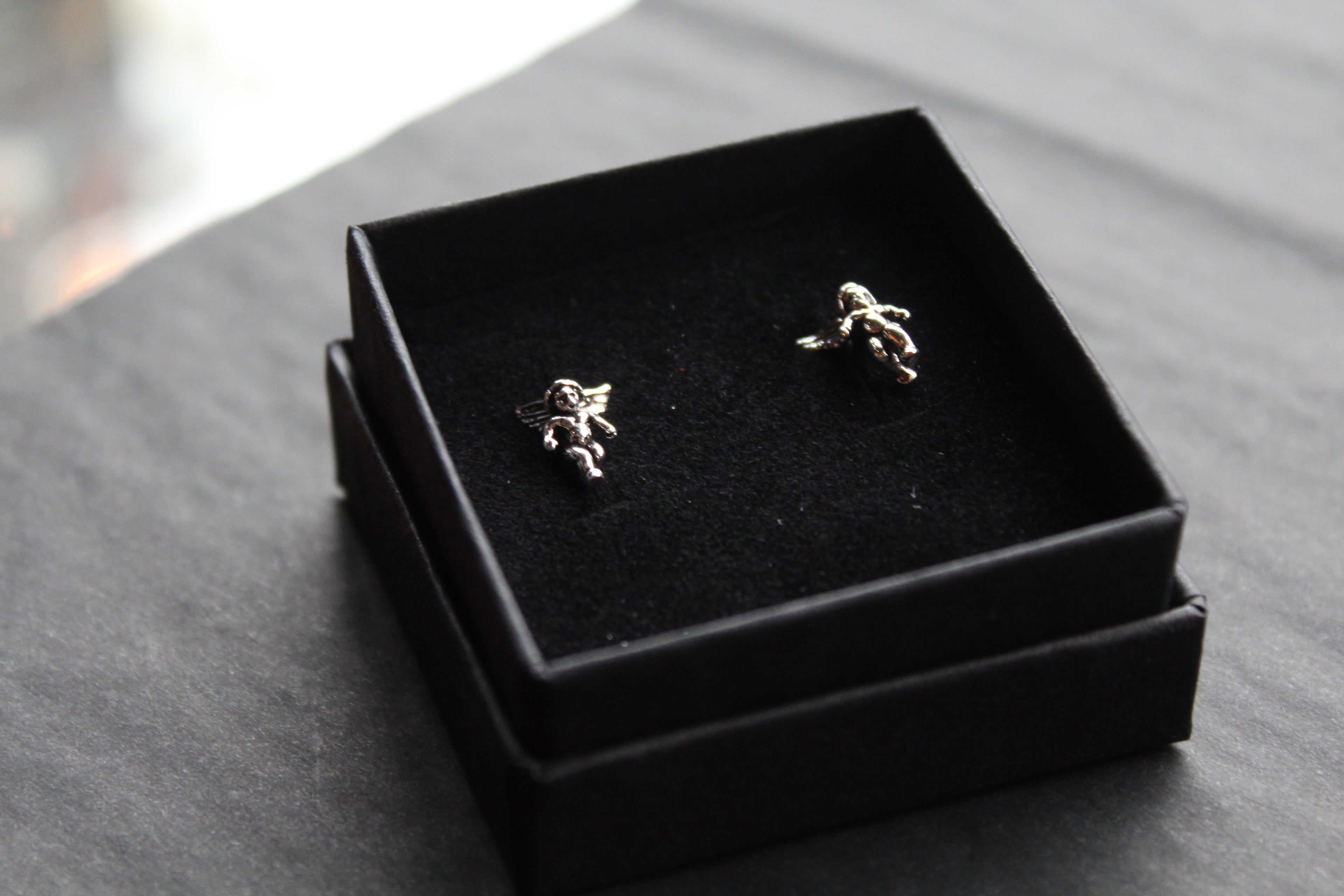 Silver Cherub Studs