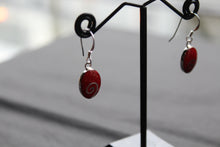 Load image into Gallery viewer, Silver Coral Oval Spiral Earrings
