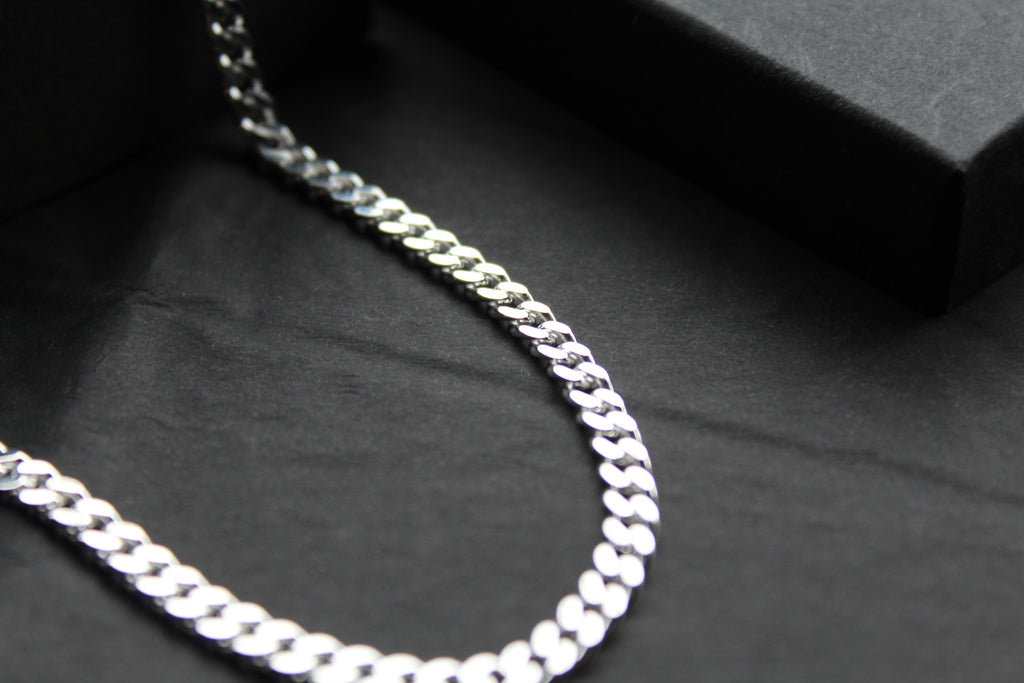 Silver Flat Open Curb Chain