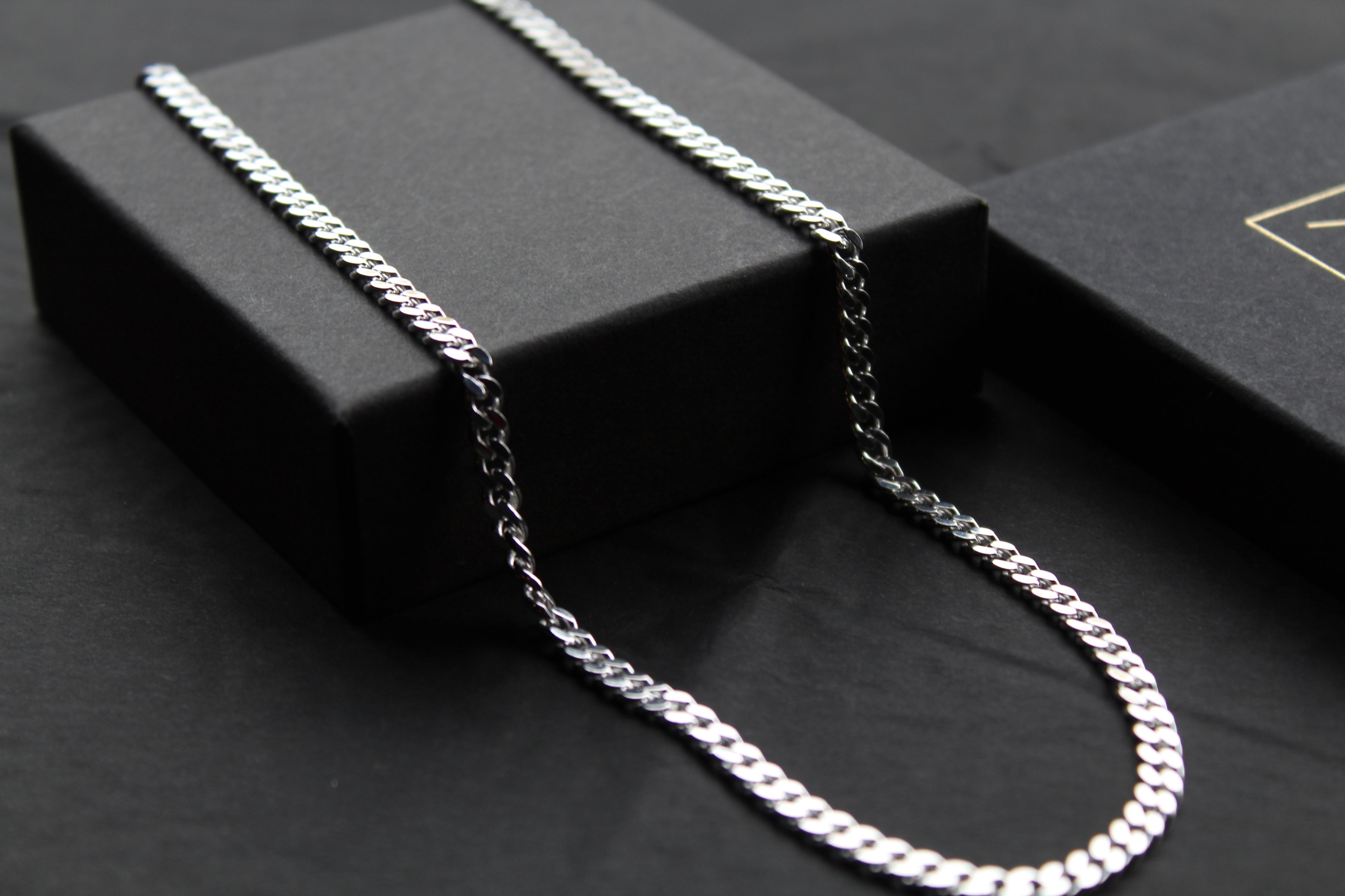 Silver Flat Open Curb Chain