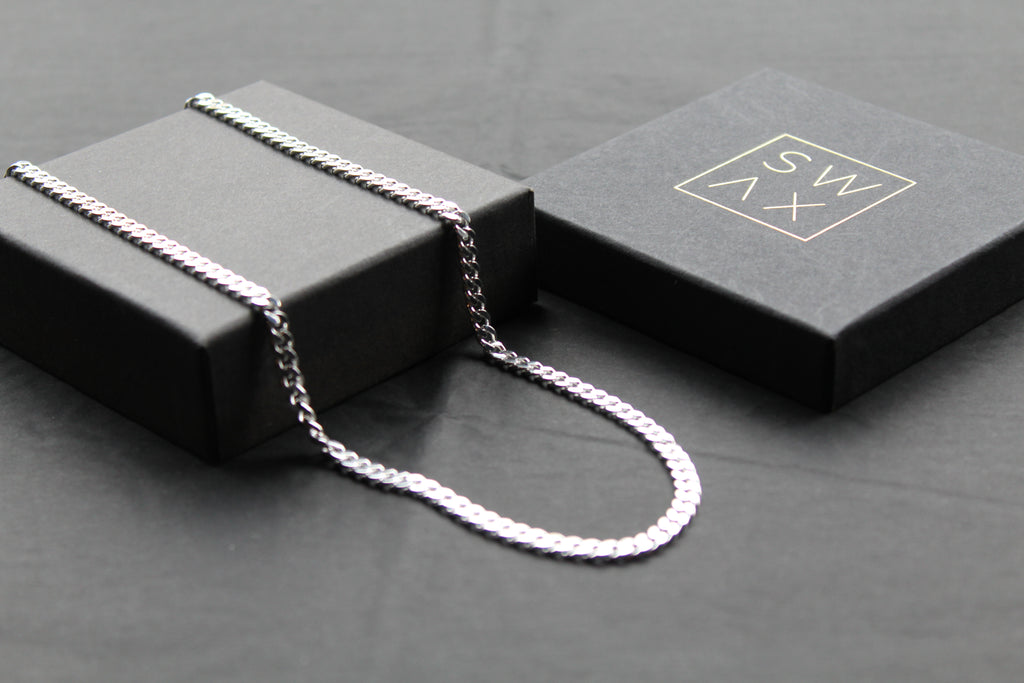 Silver Flat Open Curb Chain