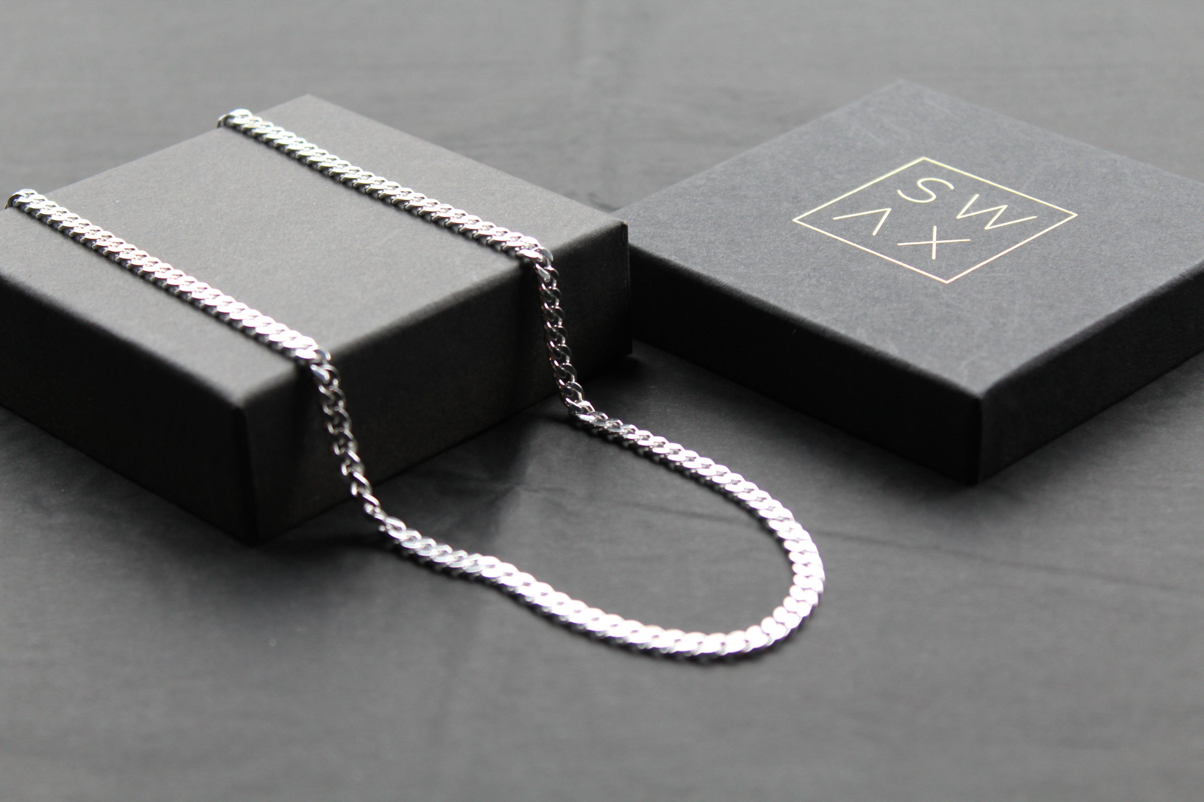 Silver Flat Open Curb Chain