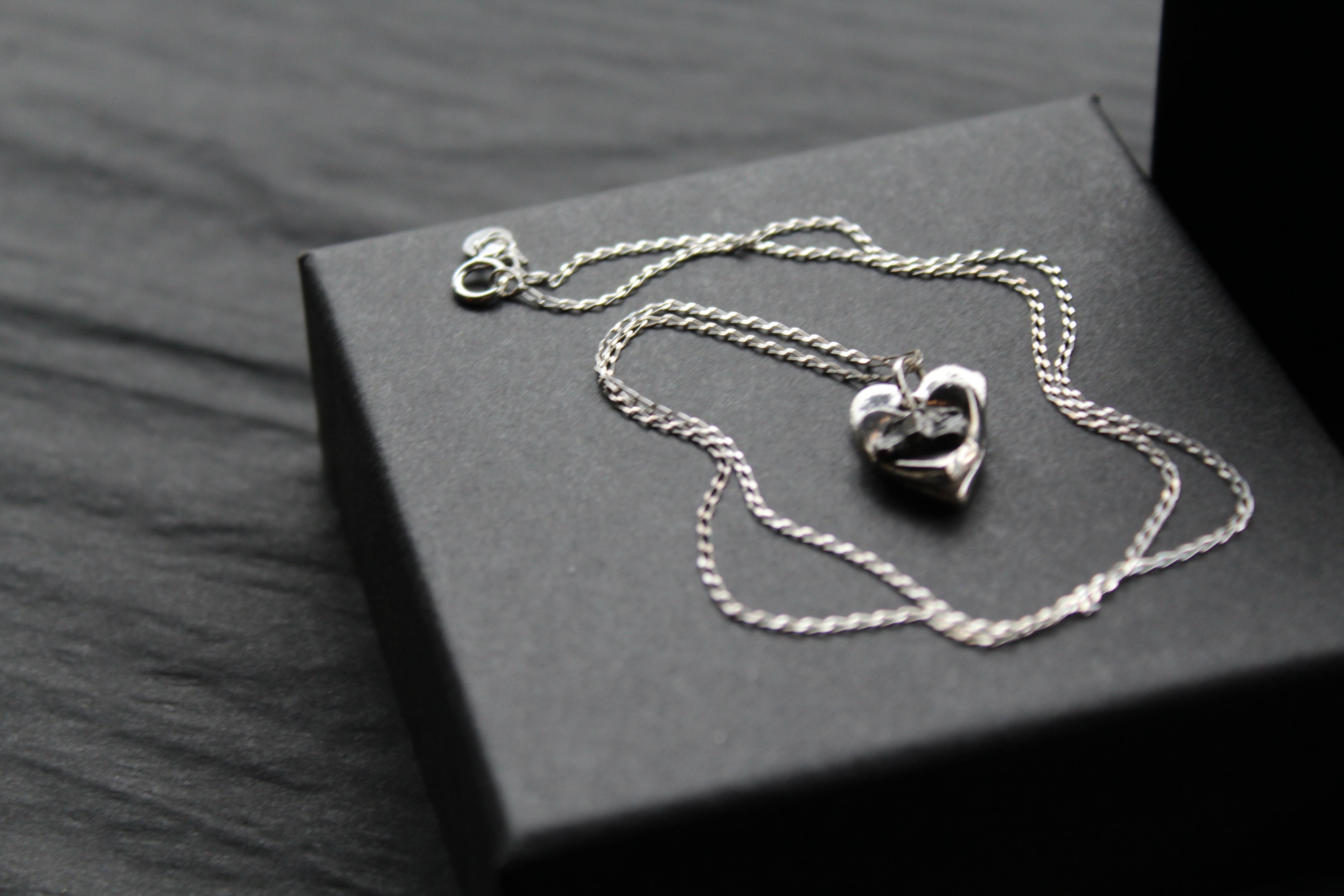 Silver Heart Meteorite Necklace