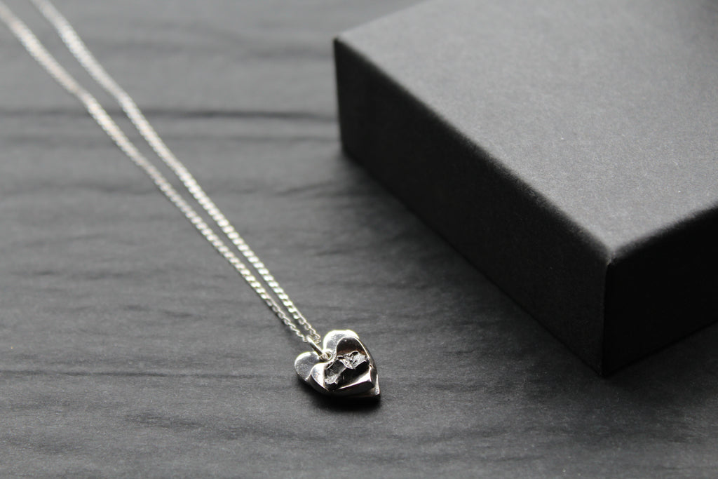 Silver Heart Meteorite Necklace