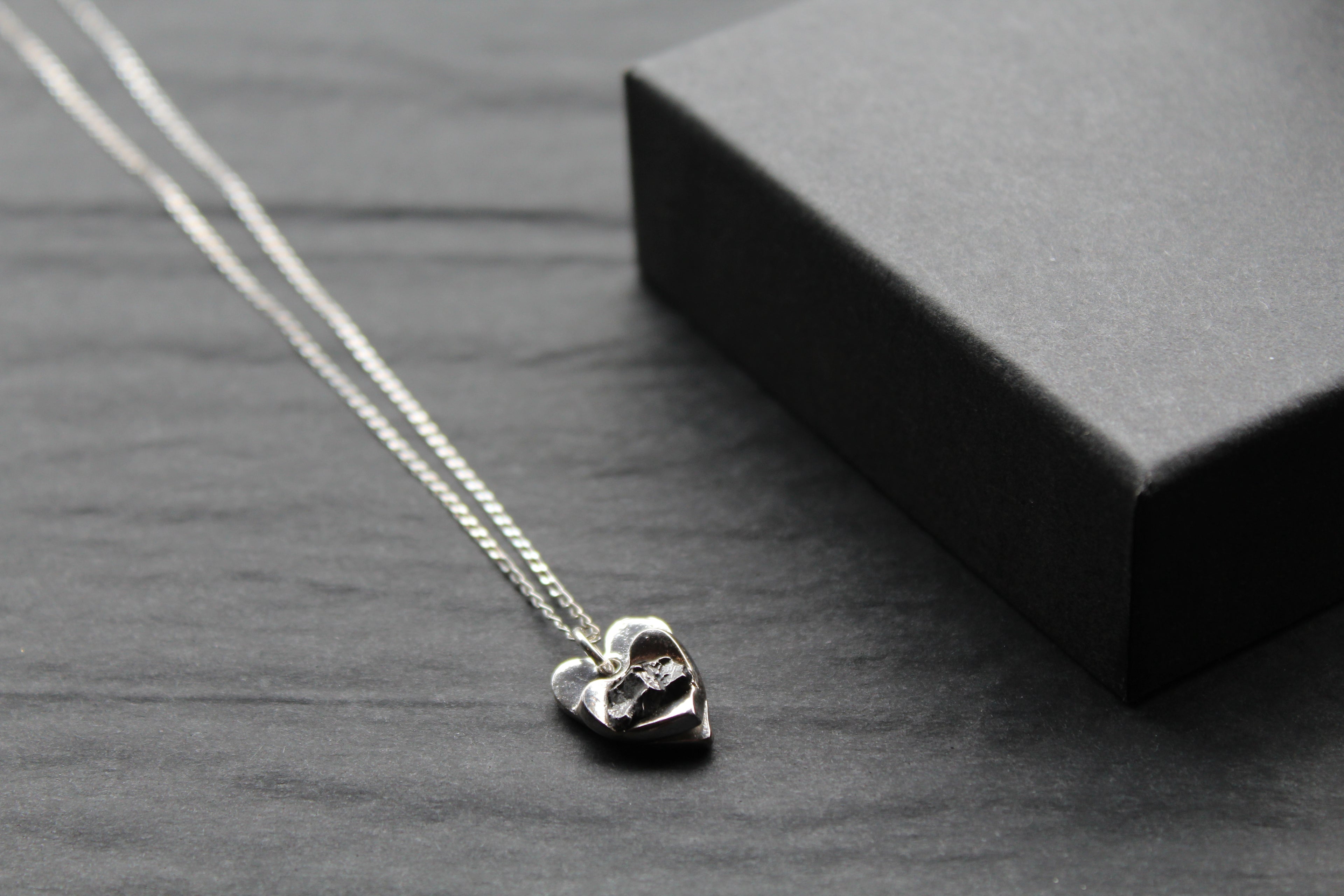 Silver Heart Meteorite Necklace