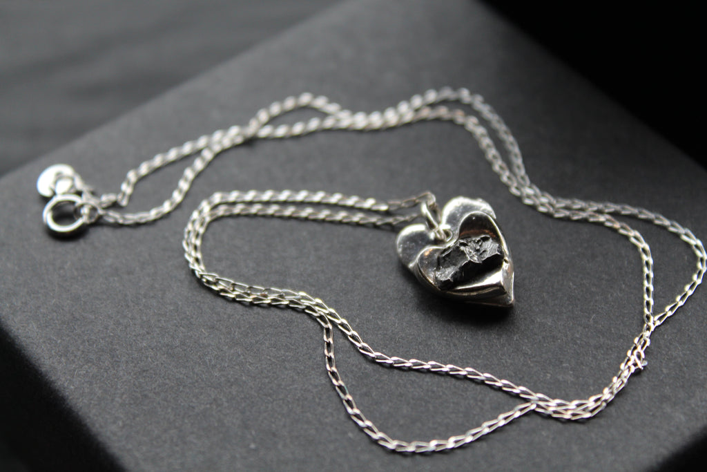 Silver Heart Meteorite Necklace