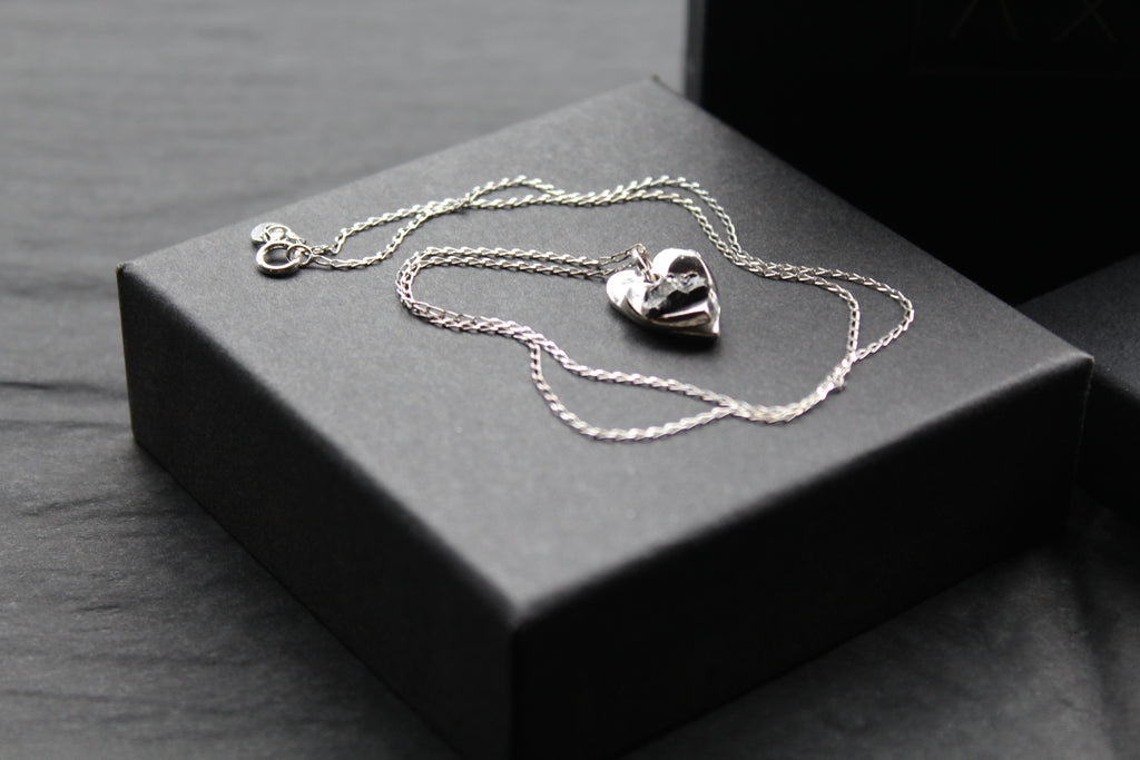 Silver Heart Meteorite Necklace