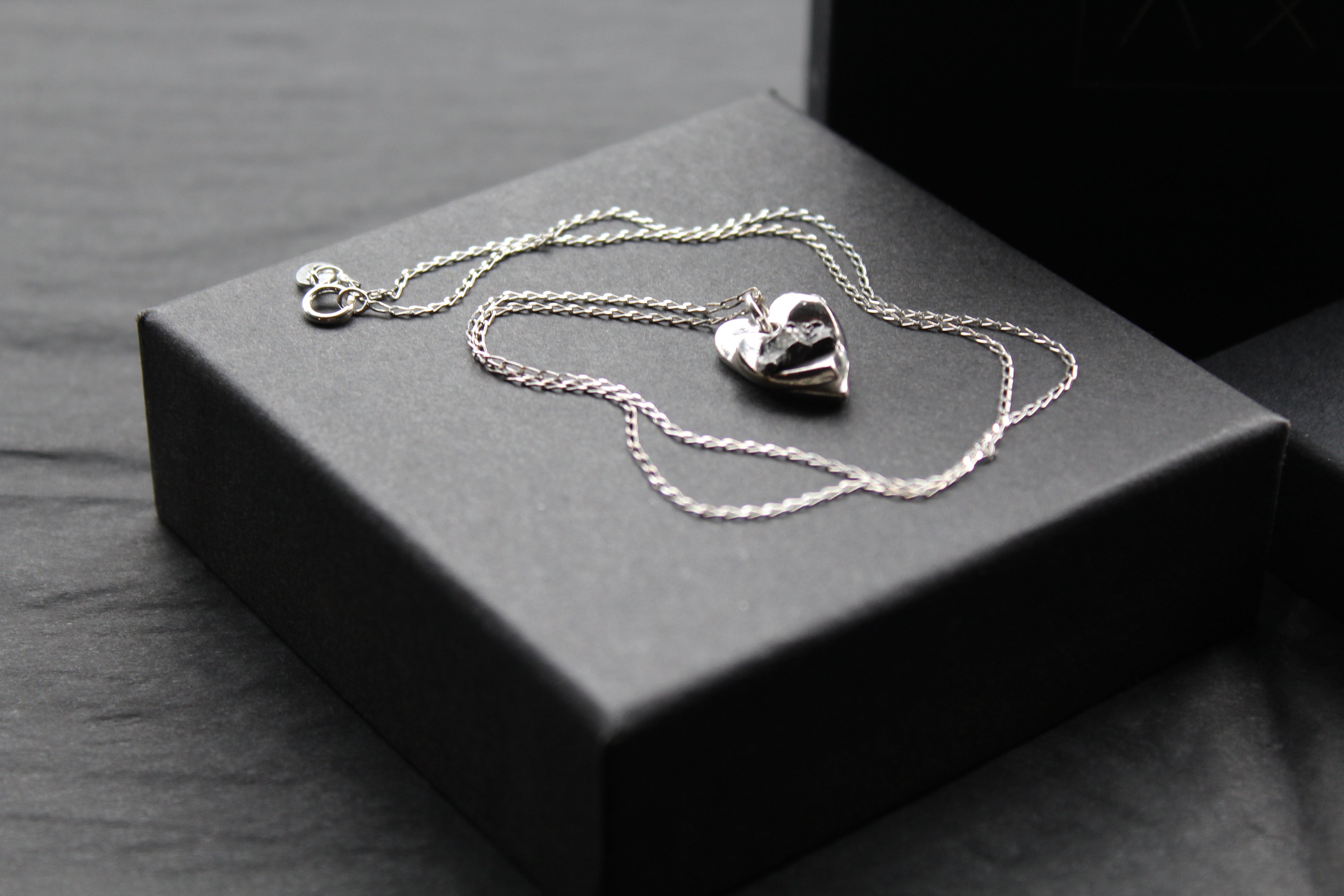 Silver Heart Meteorite Necklace