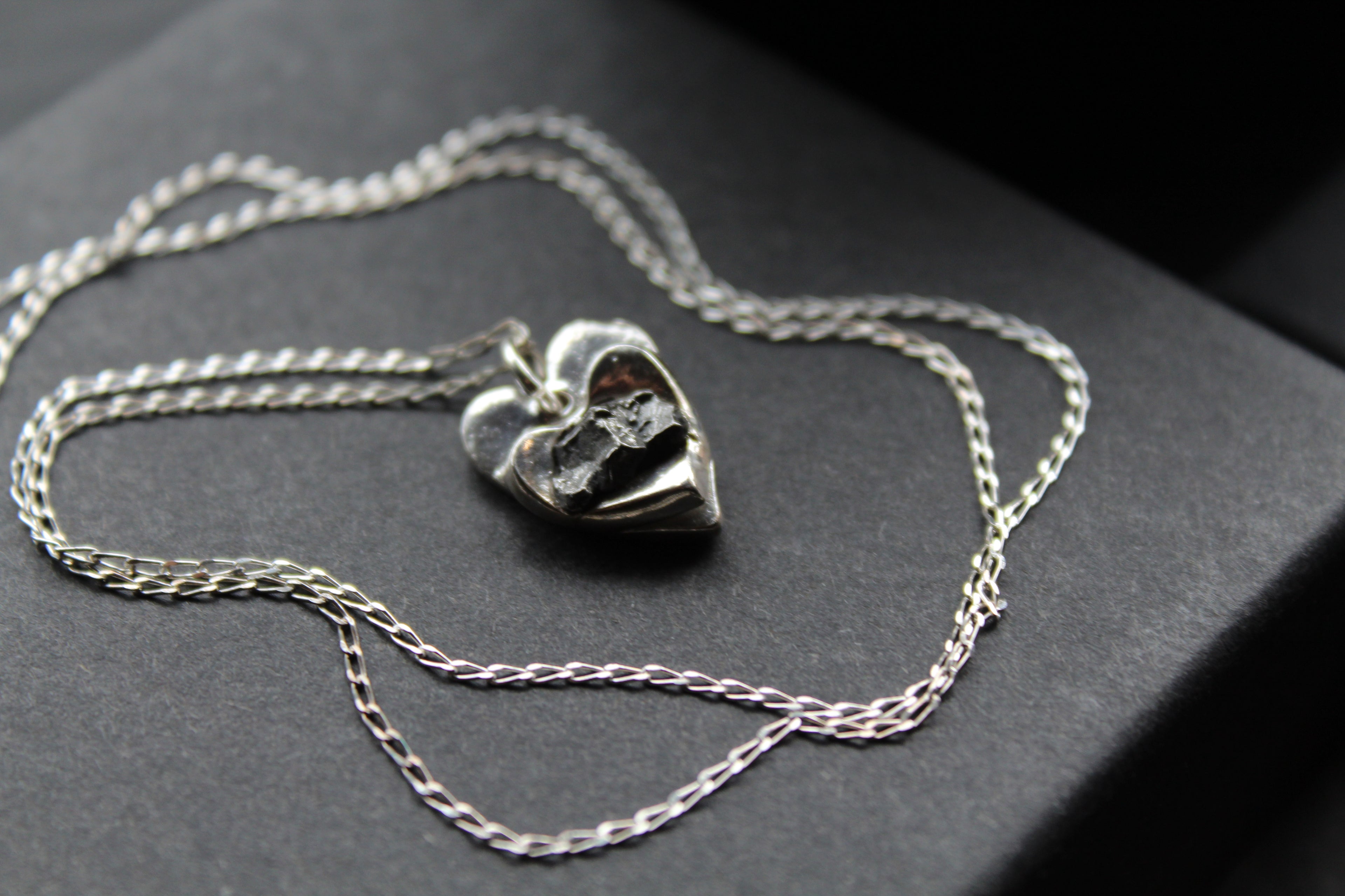 Silver Heart Meteorite Necklace