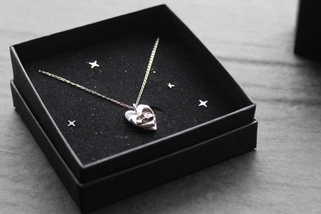 Silver Heart Meteorite Necklace