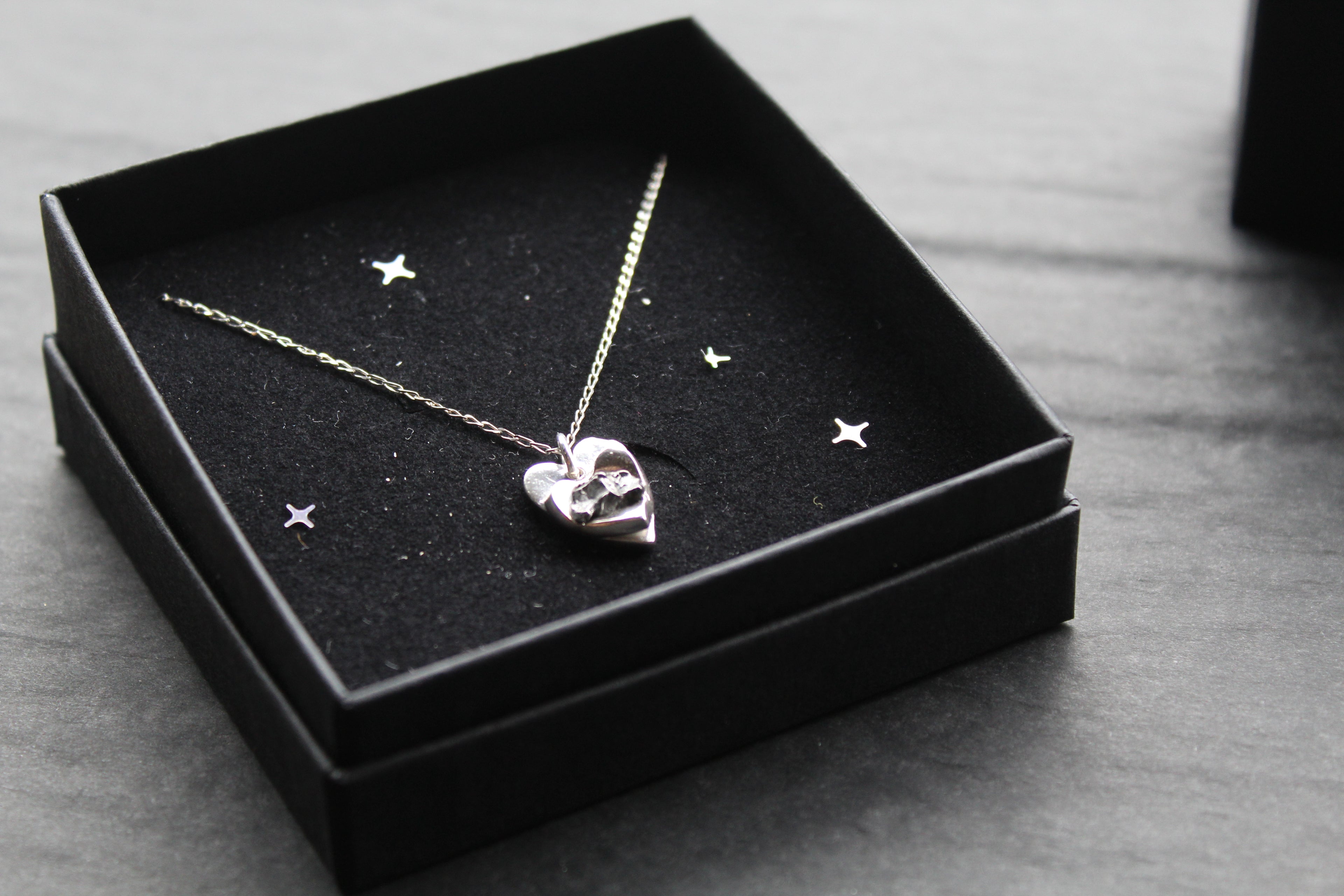 Silver Heart Meteorite Necklace