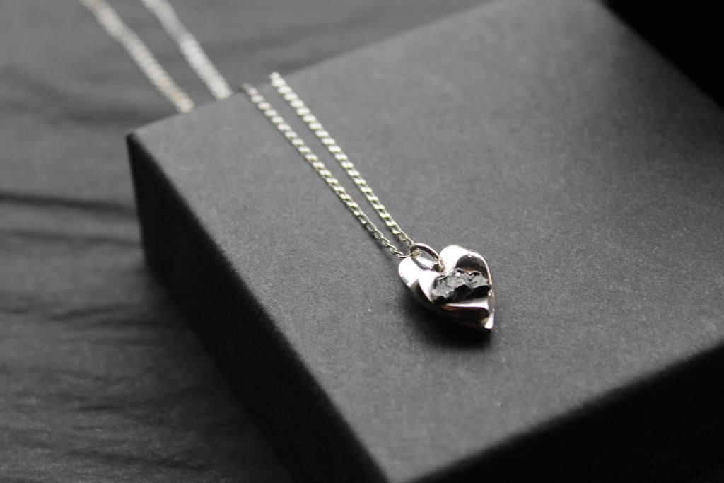 Silver Heart Meteorite Necklace