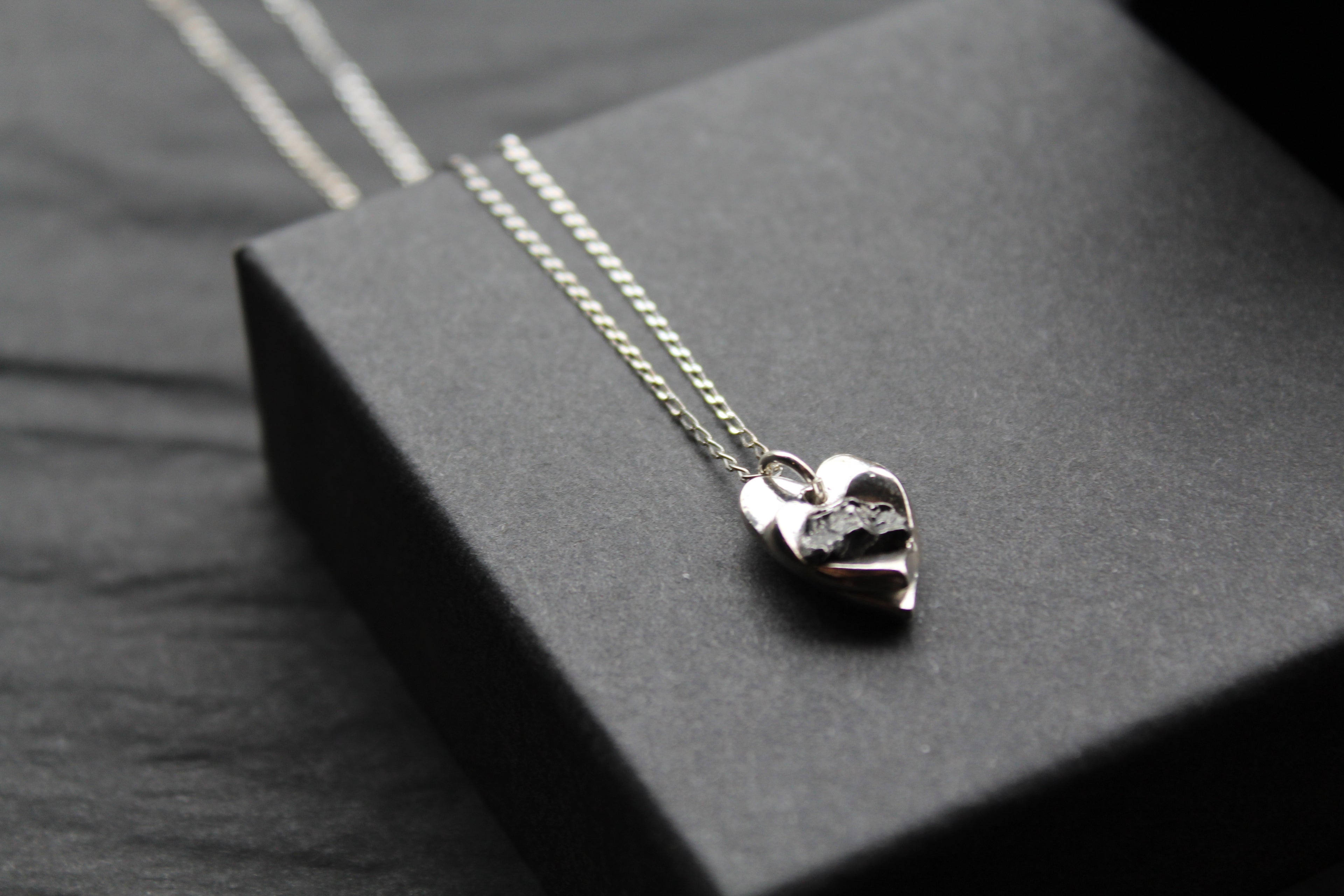 Silver Heart Meteorite Necklace