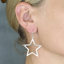 Load image into Gallery viewer, Large Open Star Hook-in Drop Earrings

