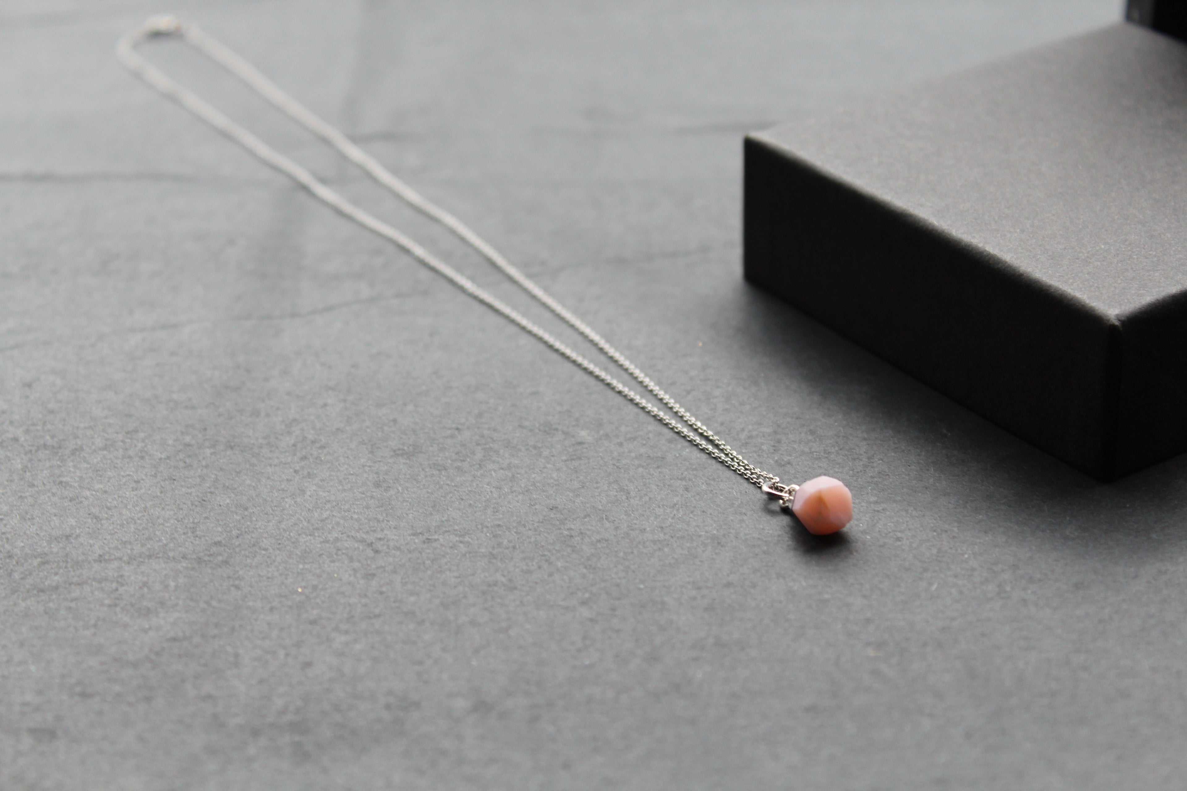 Pink Opal Rough Gemstone Necklace