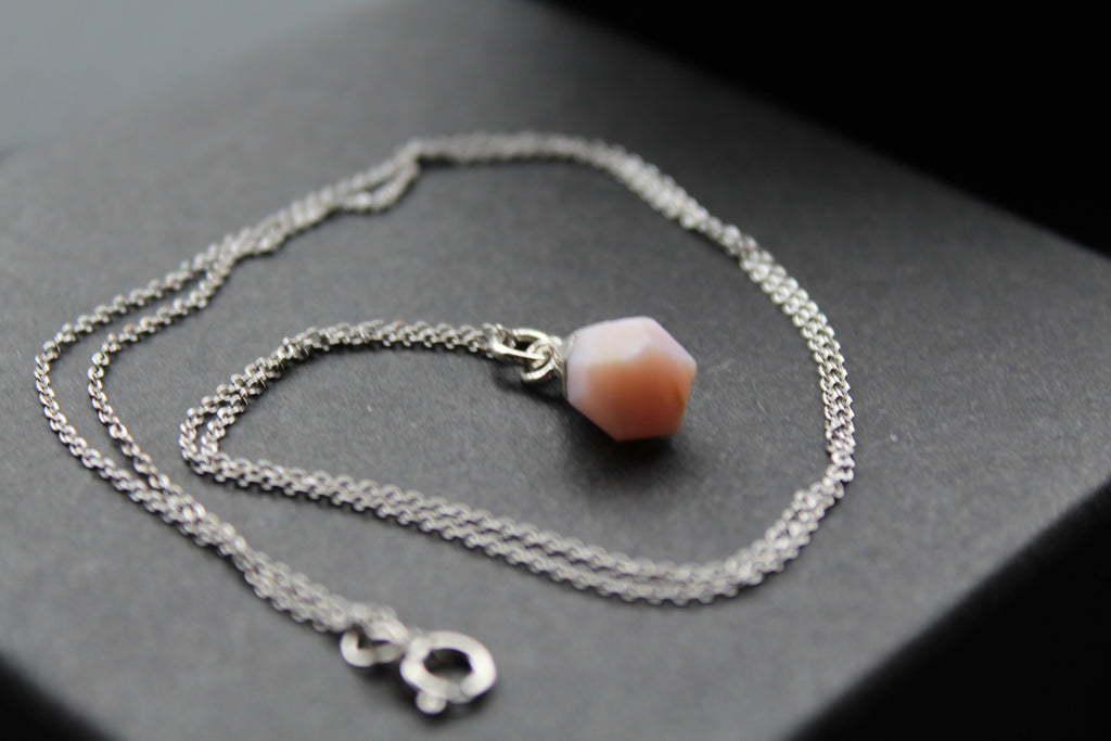 Pink Opal Rough Gemstone Necklace