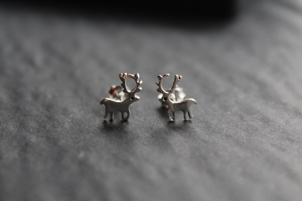 Silver Reindeer Studs
