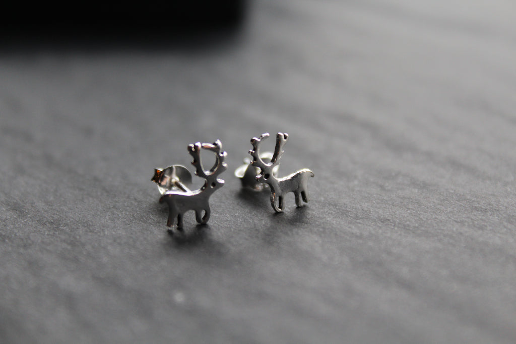 Silver Reindeer Studs