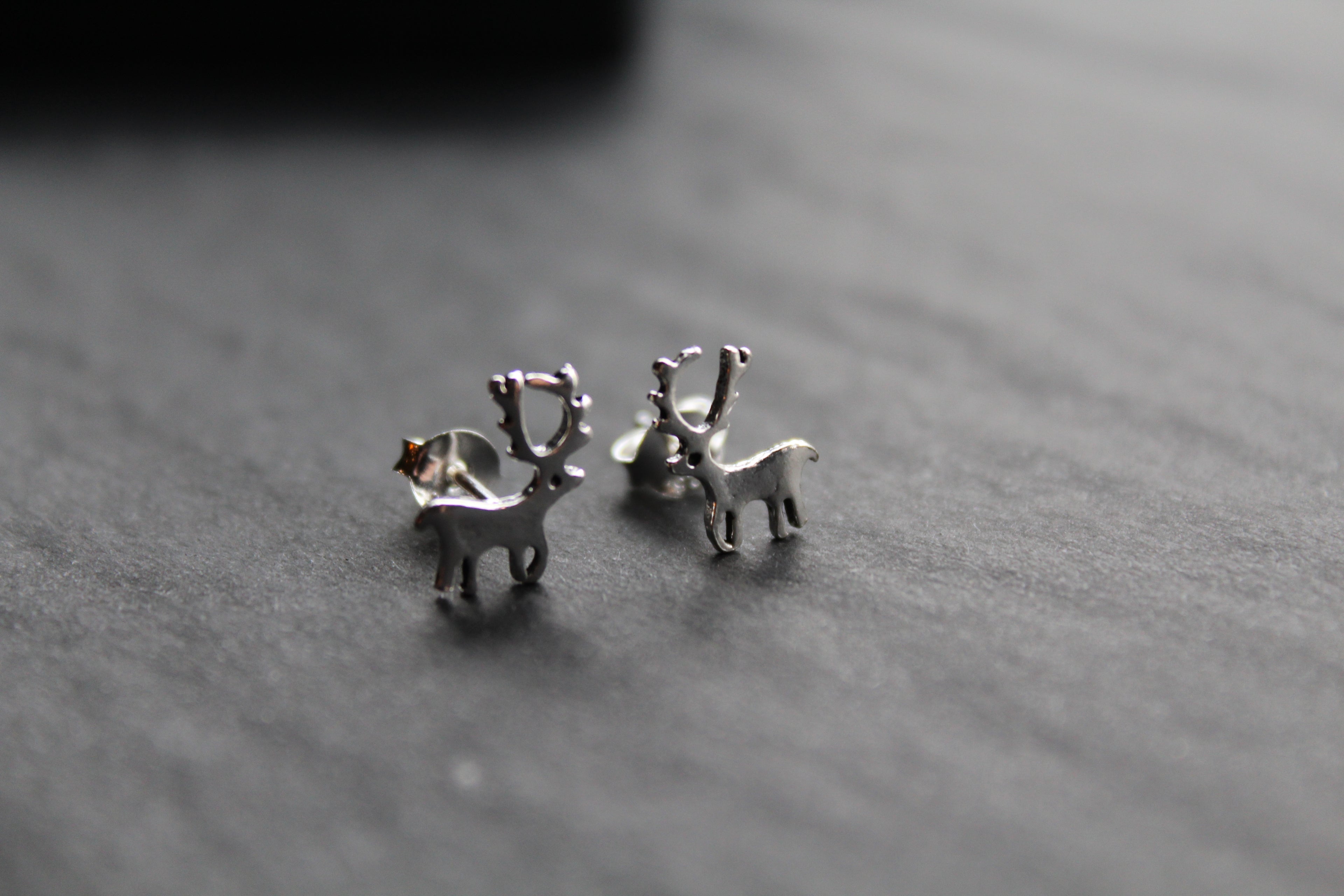 Silver Reindeer Studs