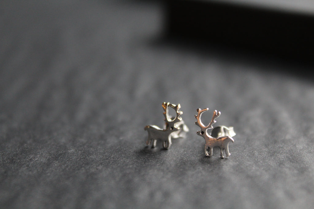 Silver Reindeer Studs