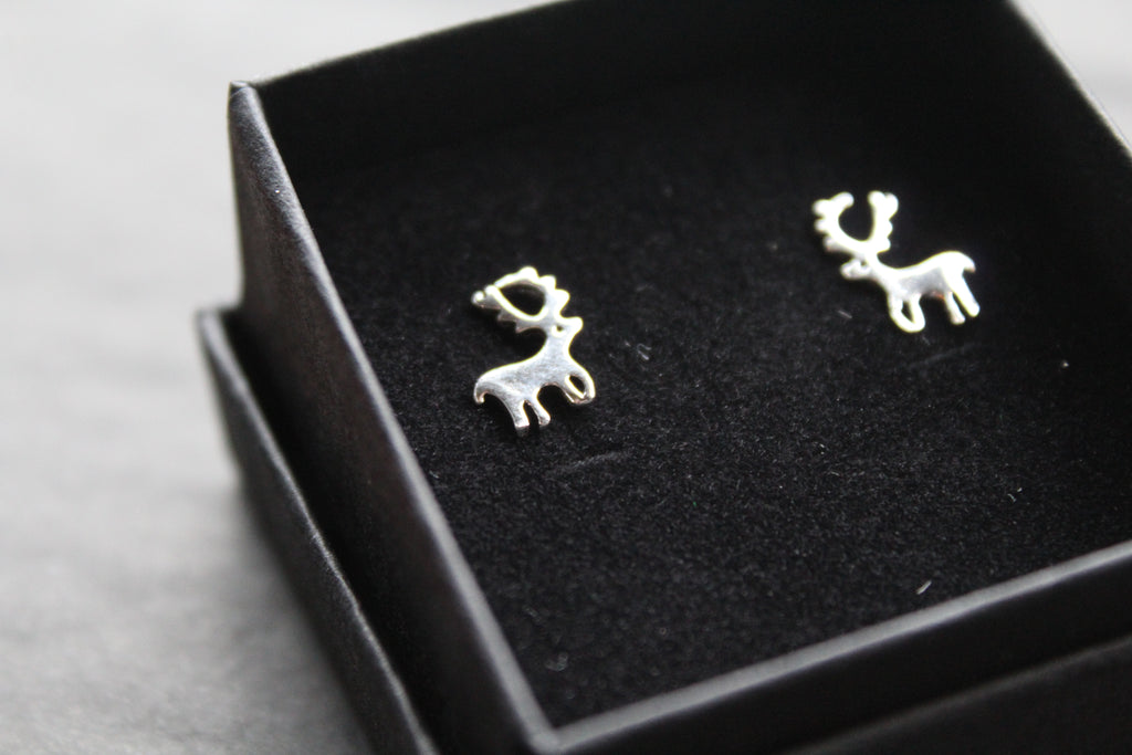 Silver Reindeer Studs