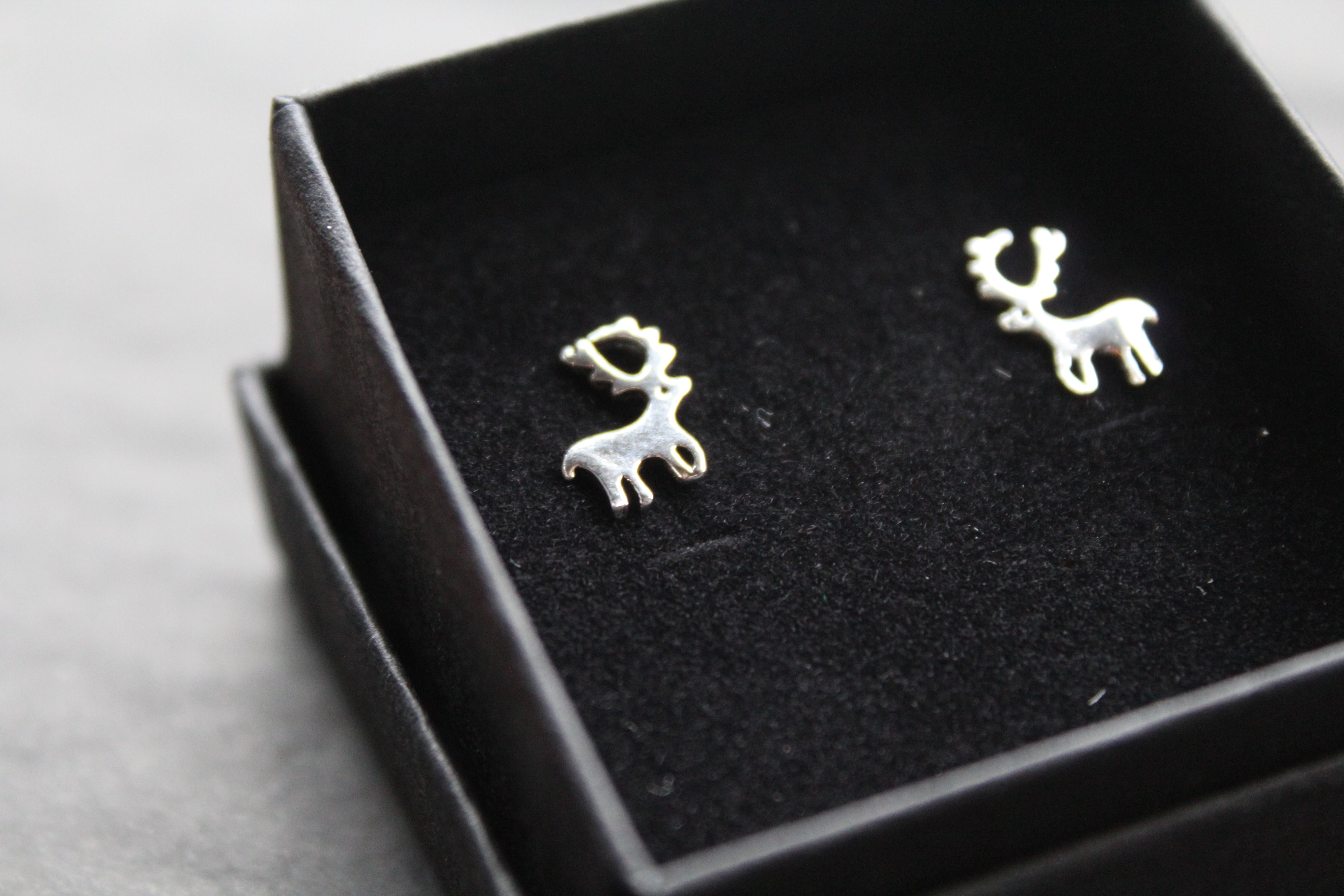 Silver Reindeer Studs