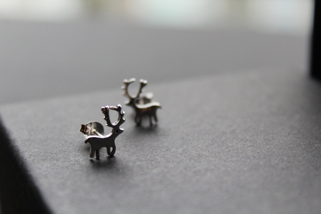 Silver Reindeer Studs