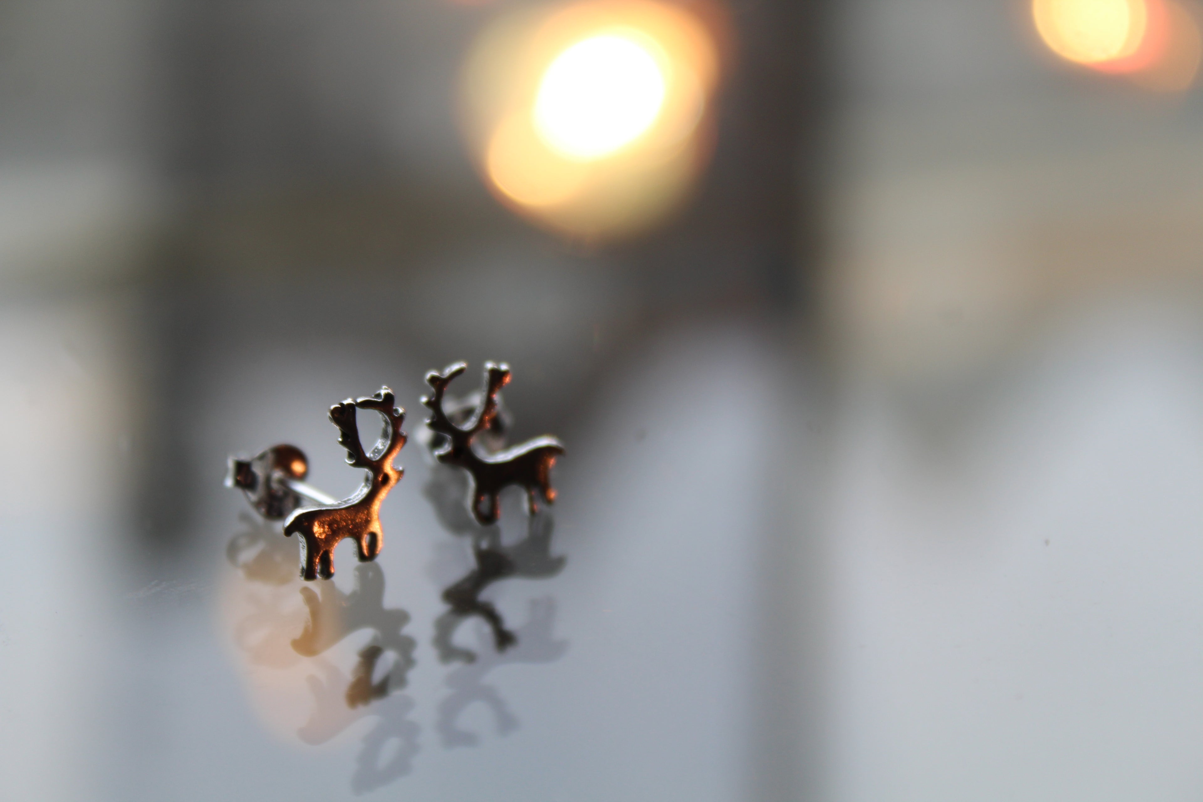 Silver Reindeer Studs