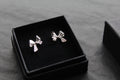 Silver Ribbon Bow Studs