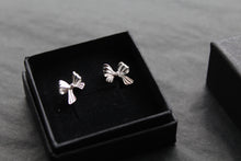 Load image into Gallery viewer, Silver Ribbon Bow Studs

