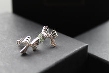 Load image into Gallery viewer, Silver Ribbon Bow Studs
