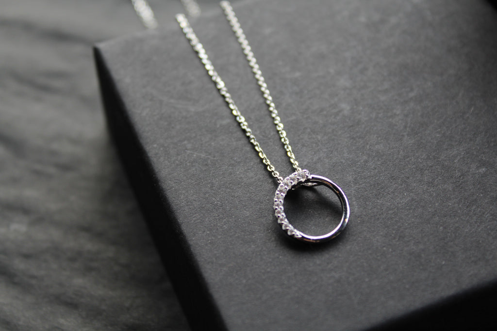 Silver Sparkle CZ Circle Pendant