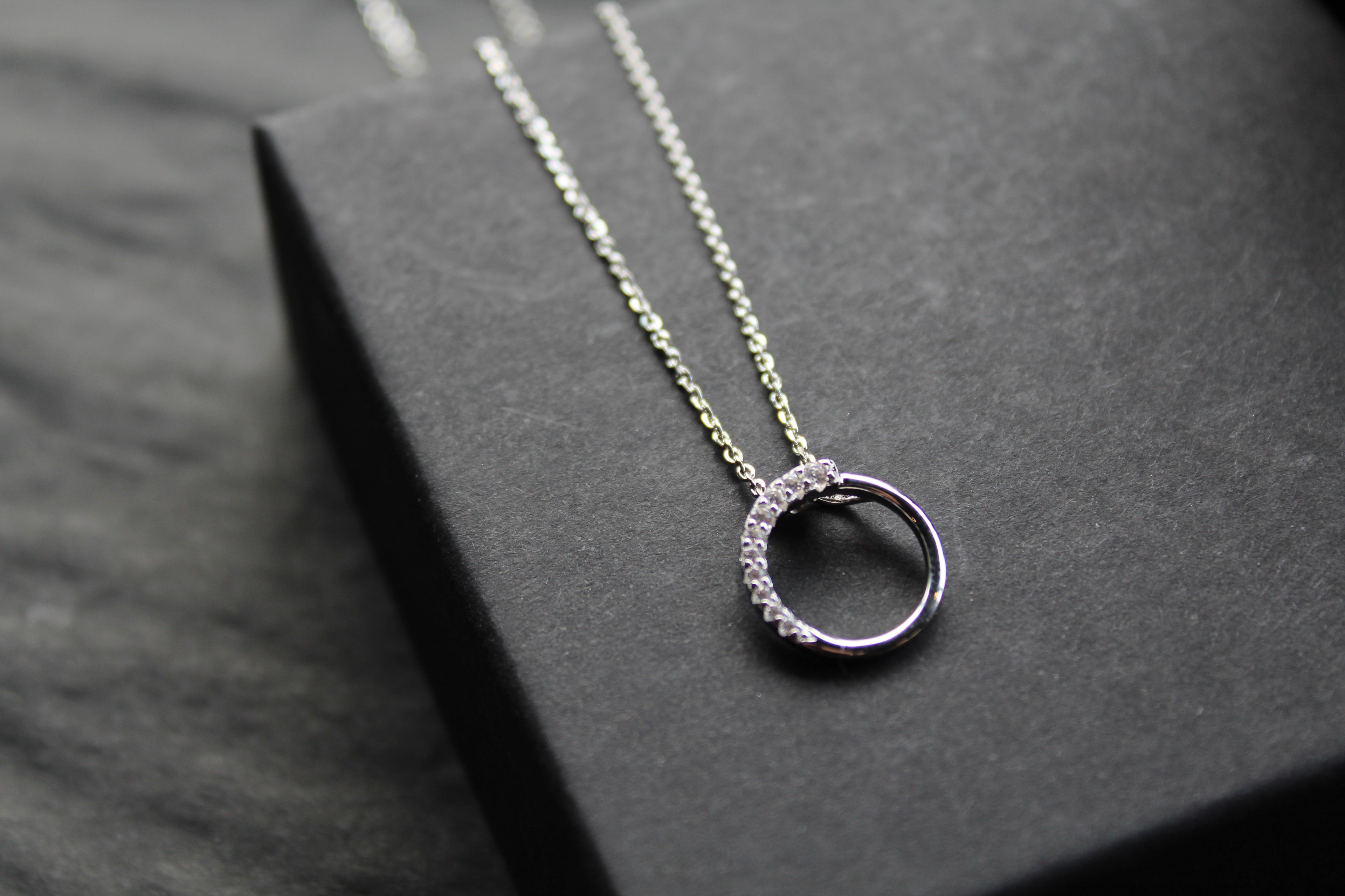 Silver Sparkle CZ Circle Pendant