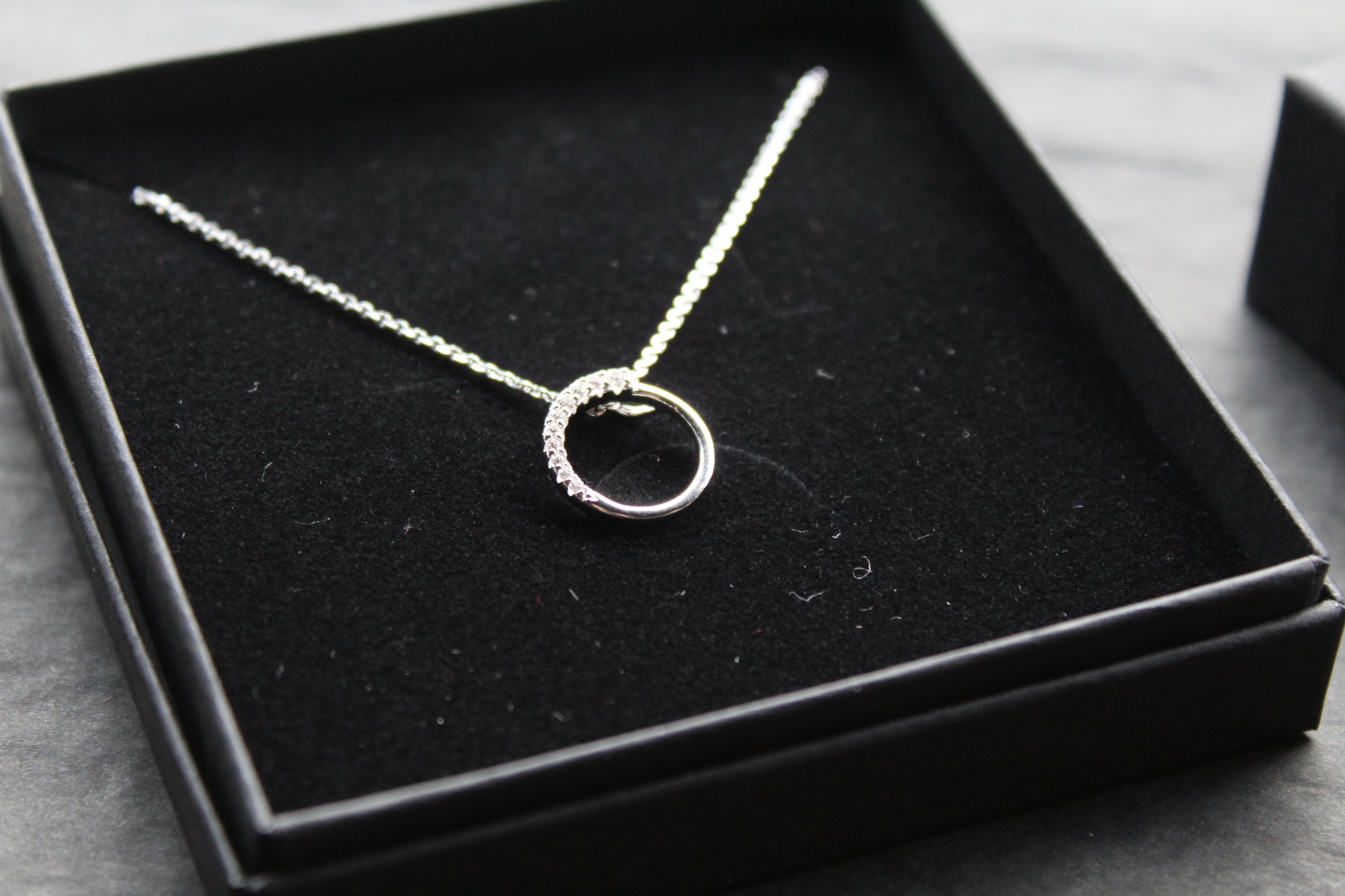 Silver Sparkle CZ Circle Pendant