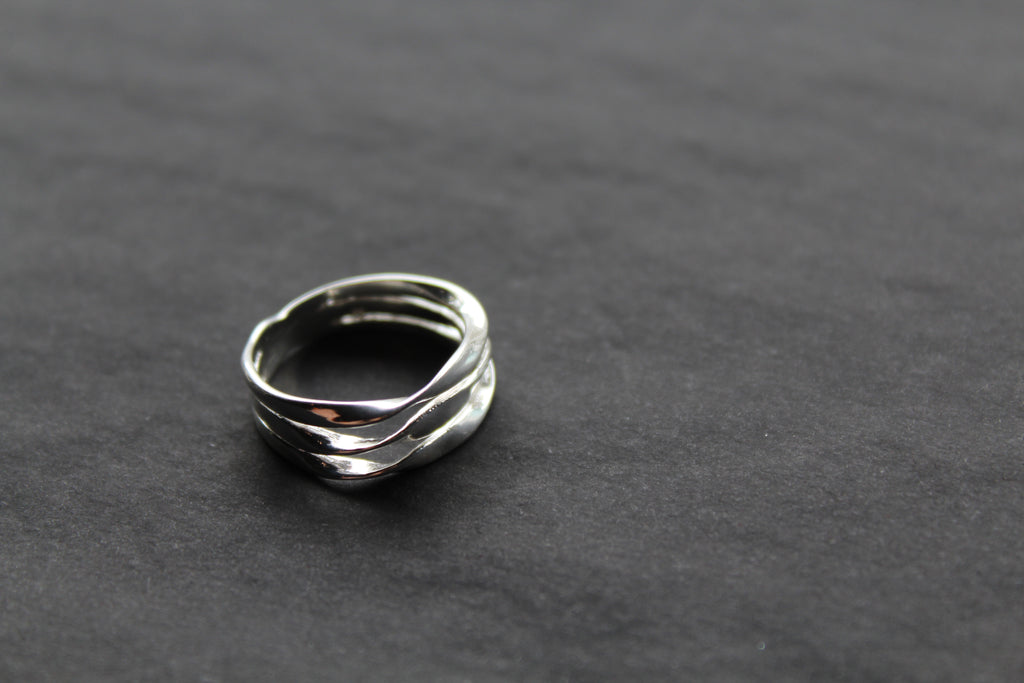 Silver Three Band Twisted Ring