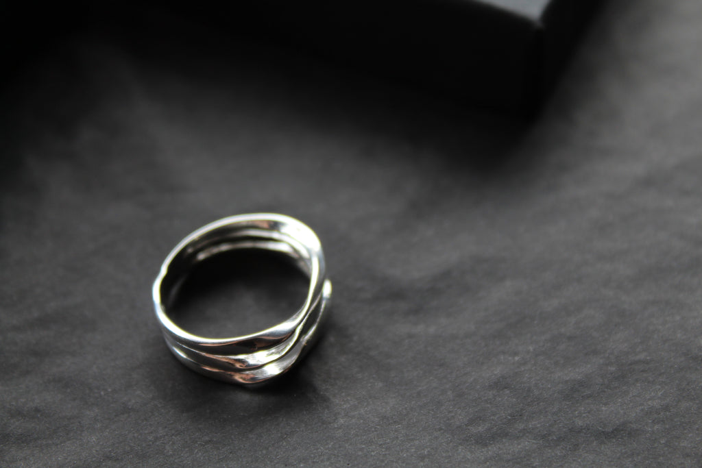 Silver Three Band Twisted Ring