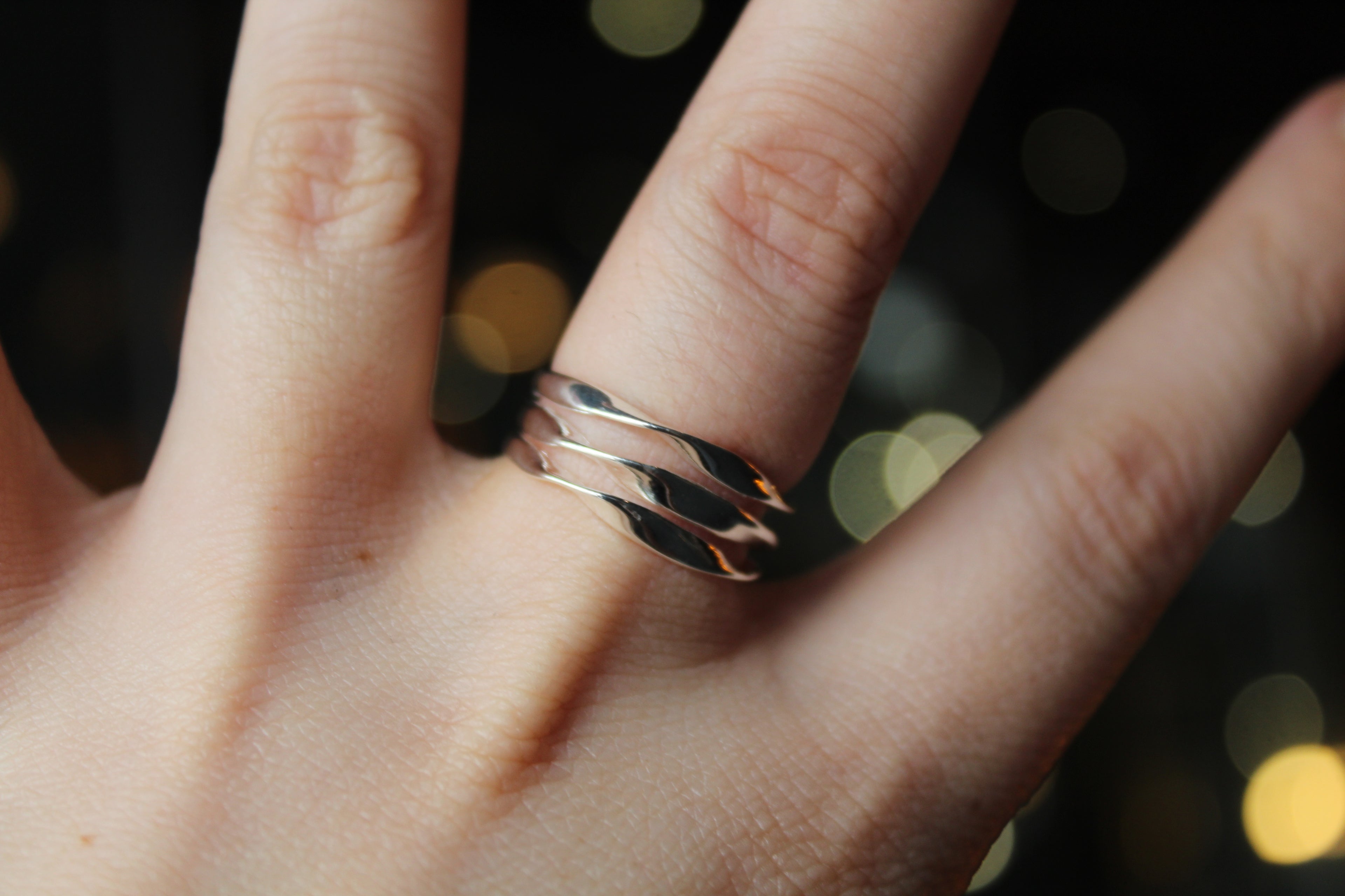 Silver Three Band Twisted Ring